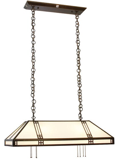 Prairie Island Pendant in Bronze Finish with White Opalescent Glass.